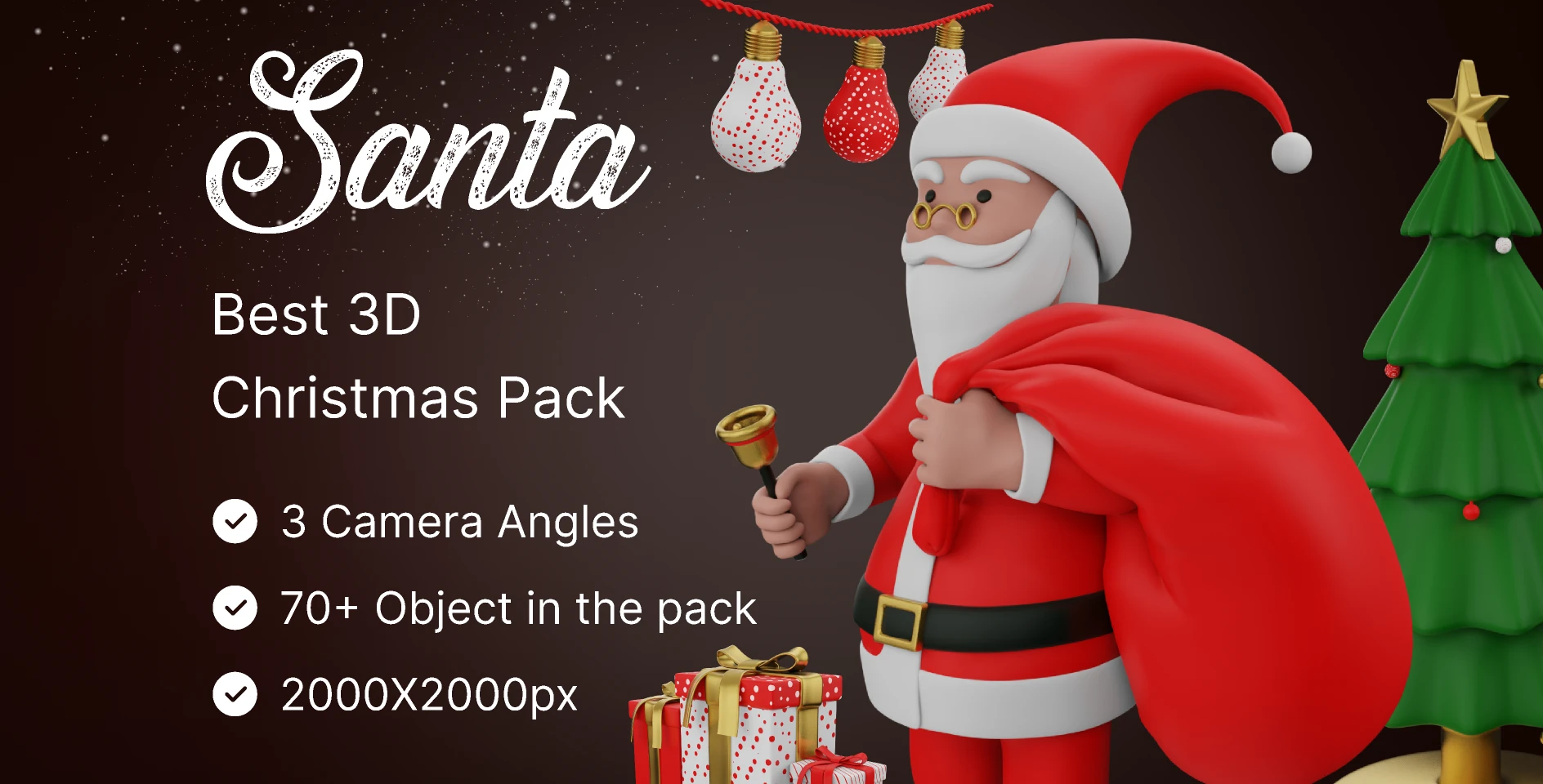 Santa  Best Free 3D Christmas Models for Figma and Adobe XD