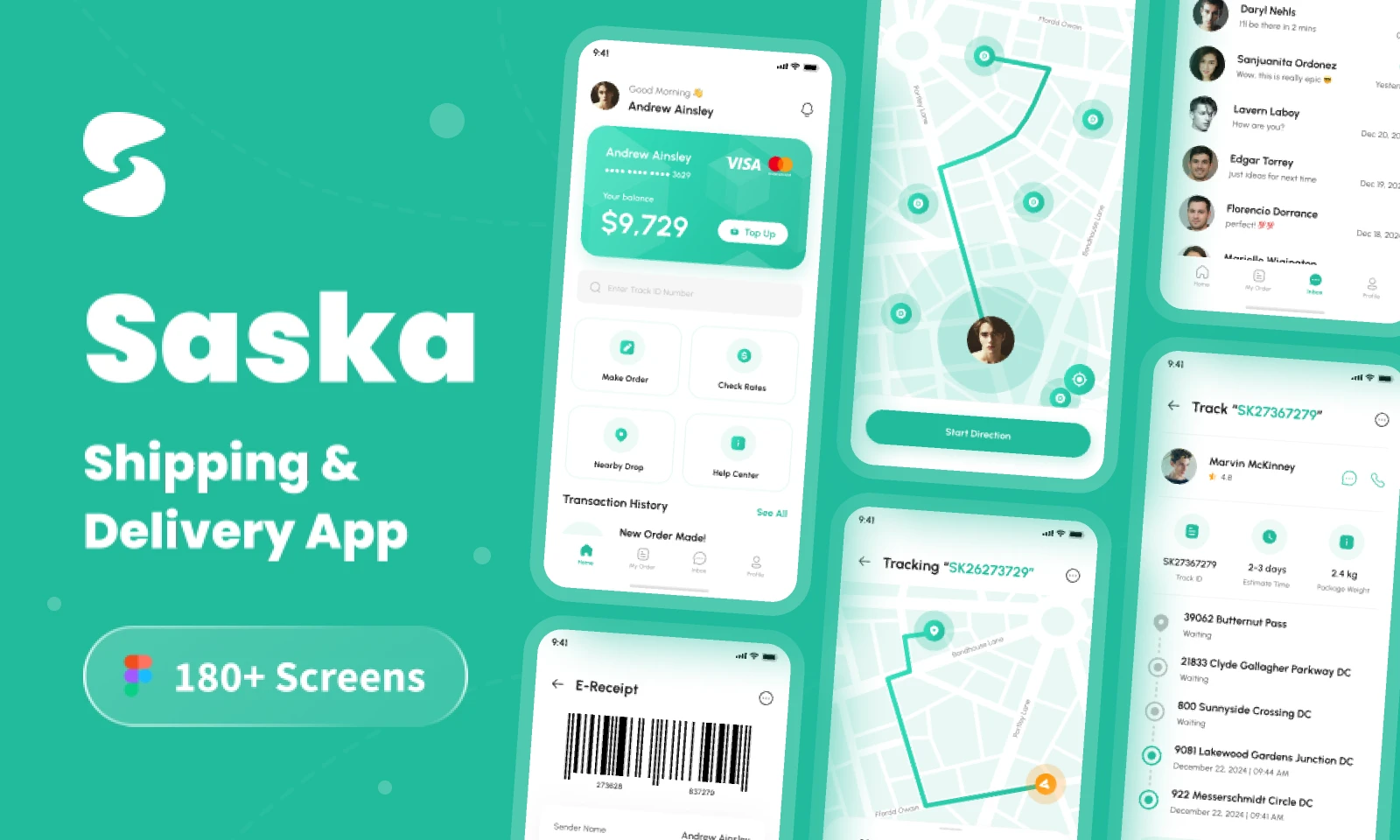 Saska - Shipping & Delivery App UI Kit for Figma and Adobe XD