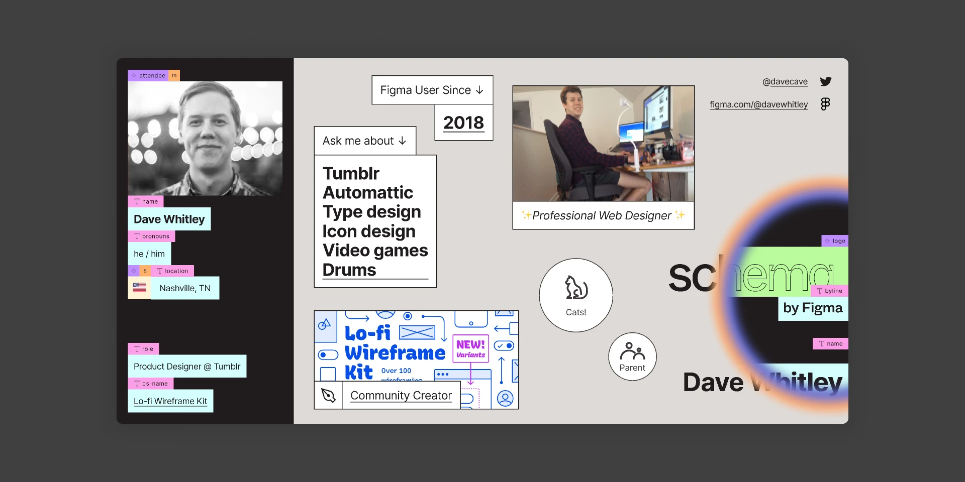 Schema 2021 Name Badge - Dave Whitley for Figma and Adobe XD