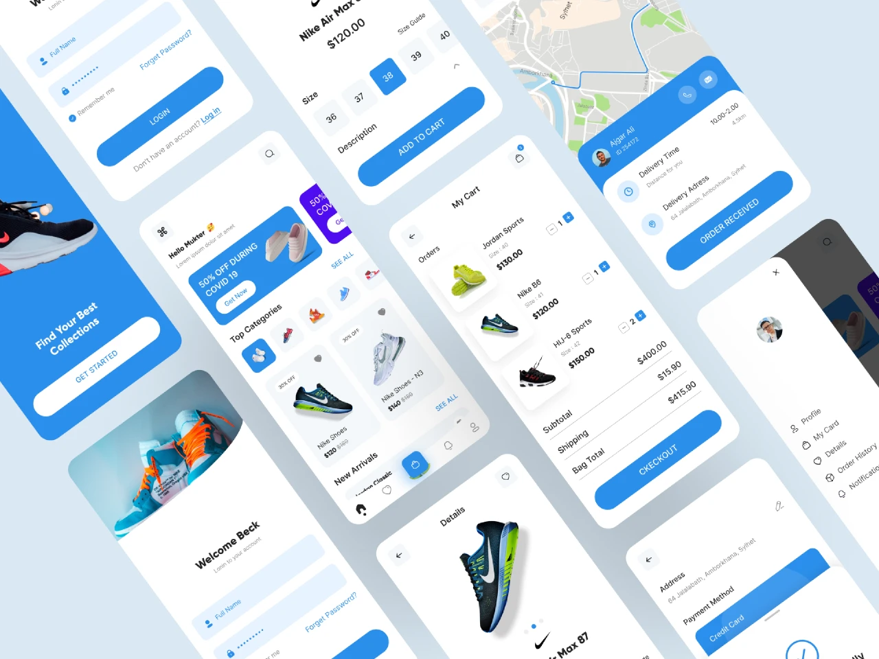 Shoes E-commerce App for Figma and Adobe XD