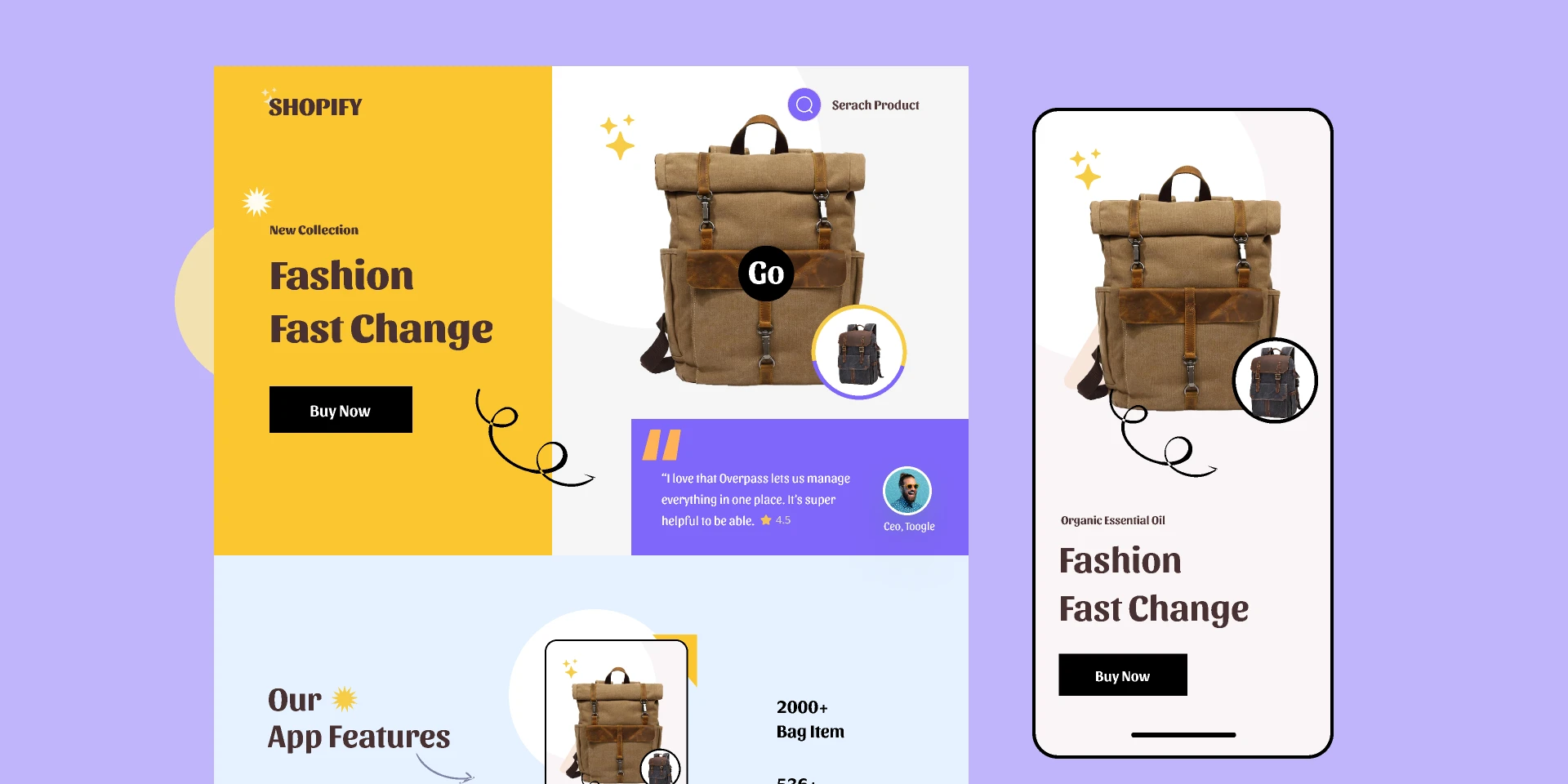 Shop App landing page for Figma and Adobe XD