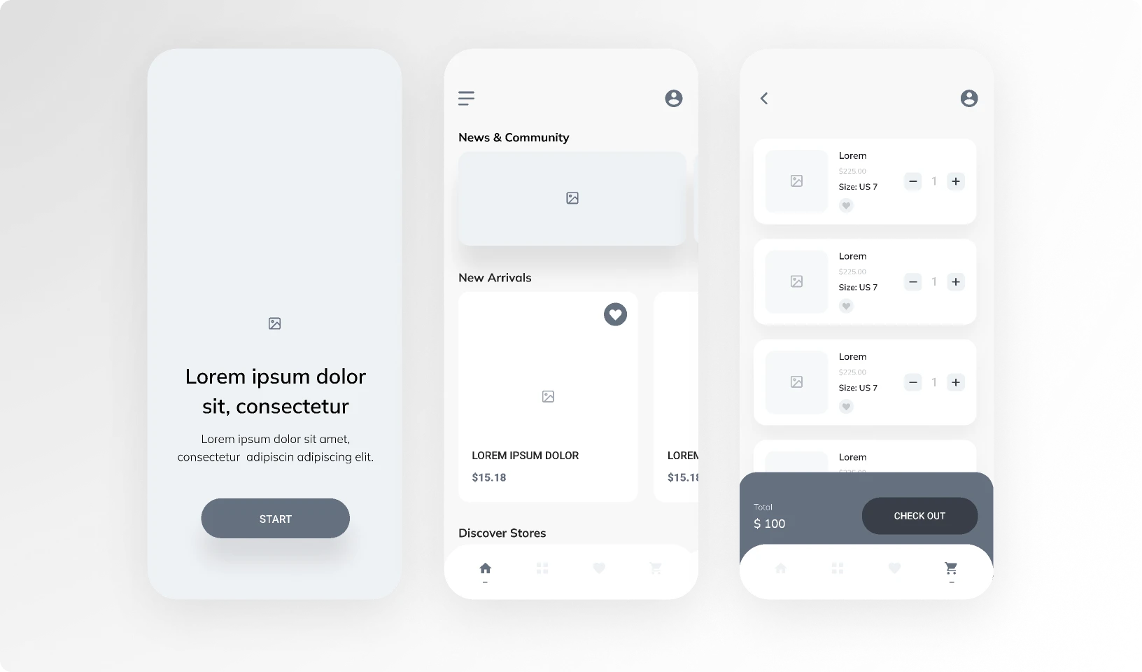 Shopping app - lo fidelity / Wireframe for Figma and Adobe XD