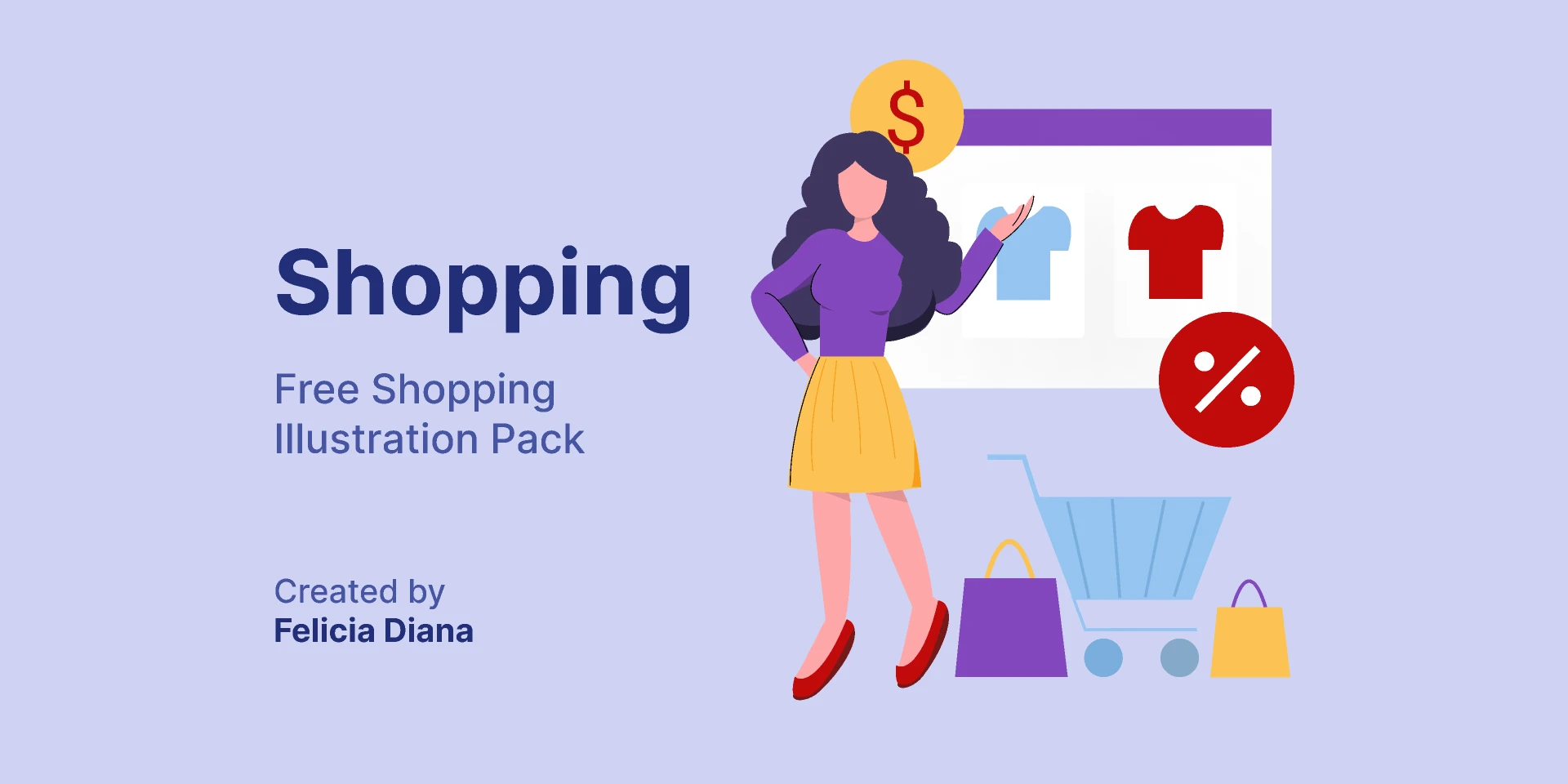 Shopping Illustration by Felicia Diana for Figma and Adobe XD