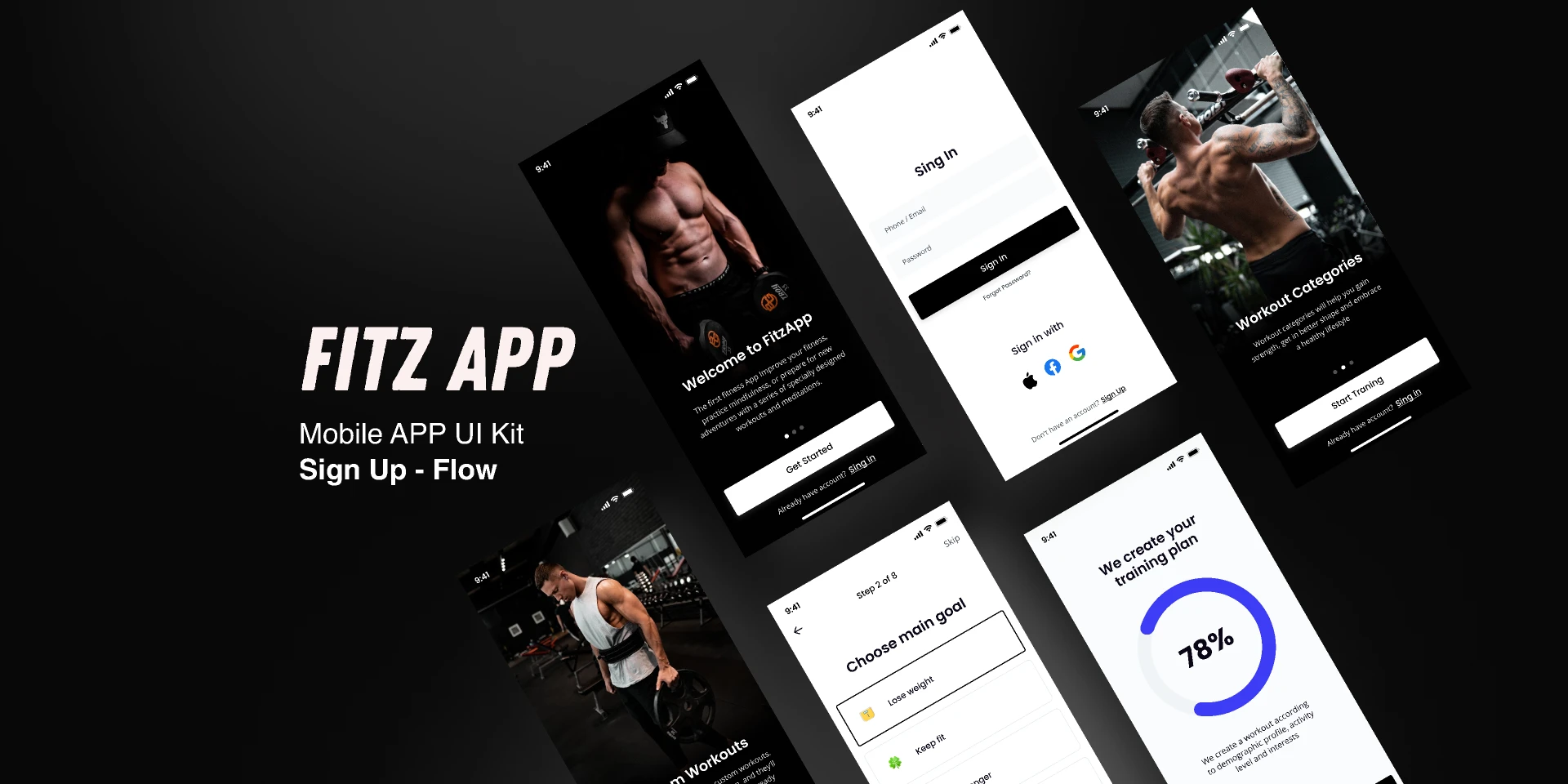 Sign Up Flow Fitness App for Figma and Adobe XD