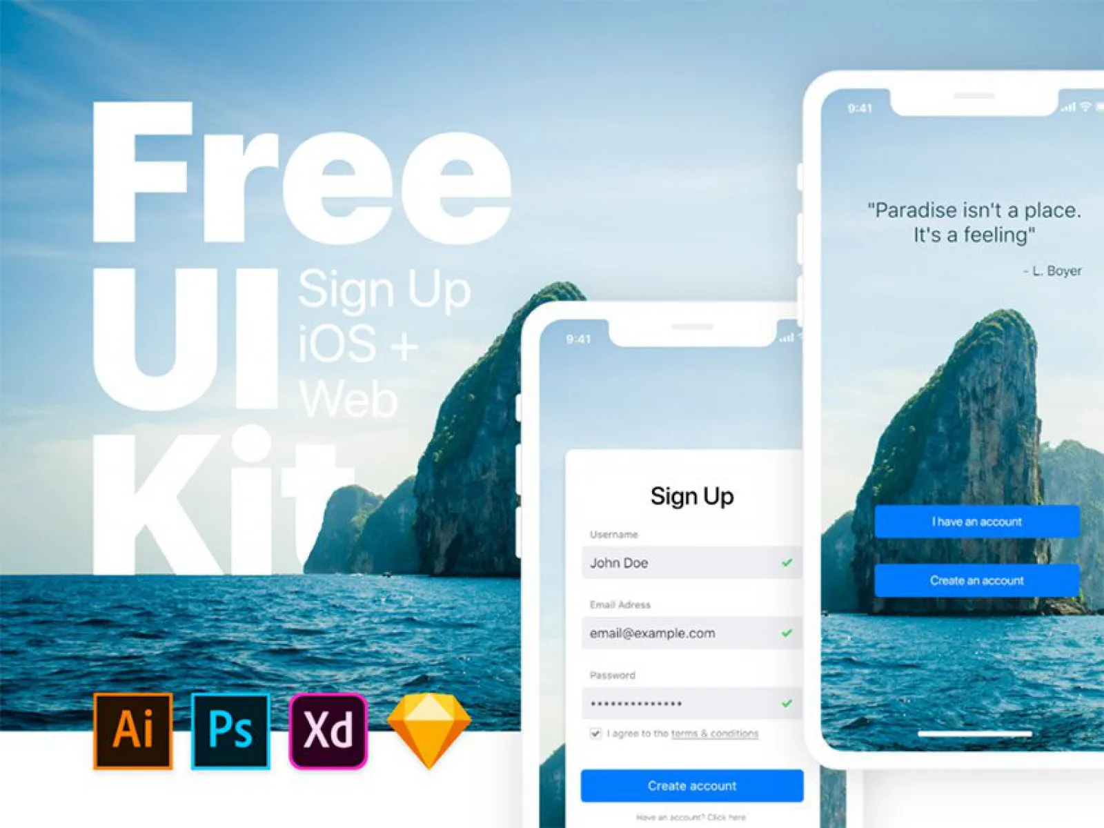 Sign Up iOS & Web UI Kit  - Free Figma Template