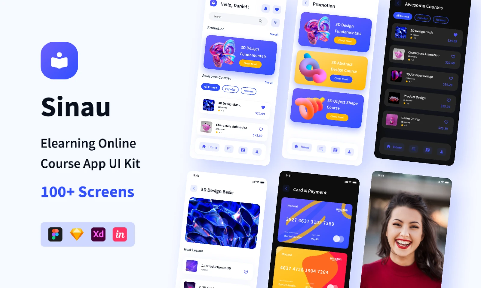 Sinau - Elearning Online Course App UI Kit for Figma and Adobe XD