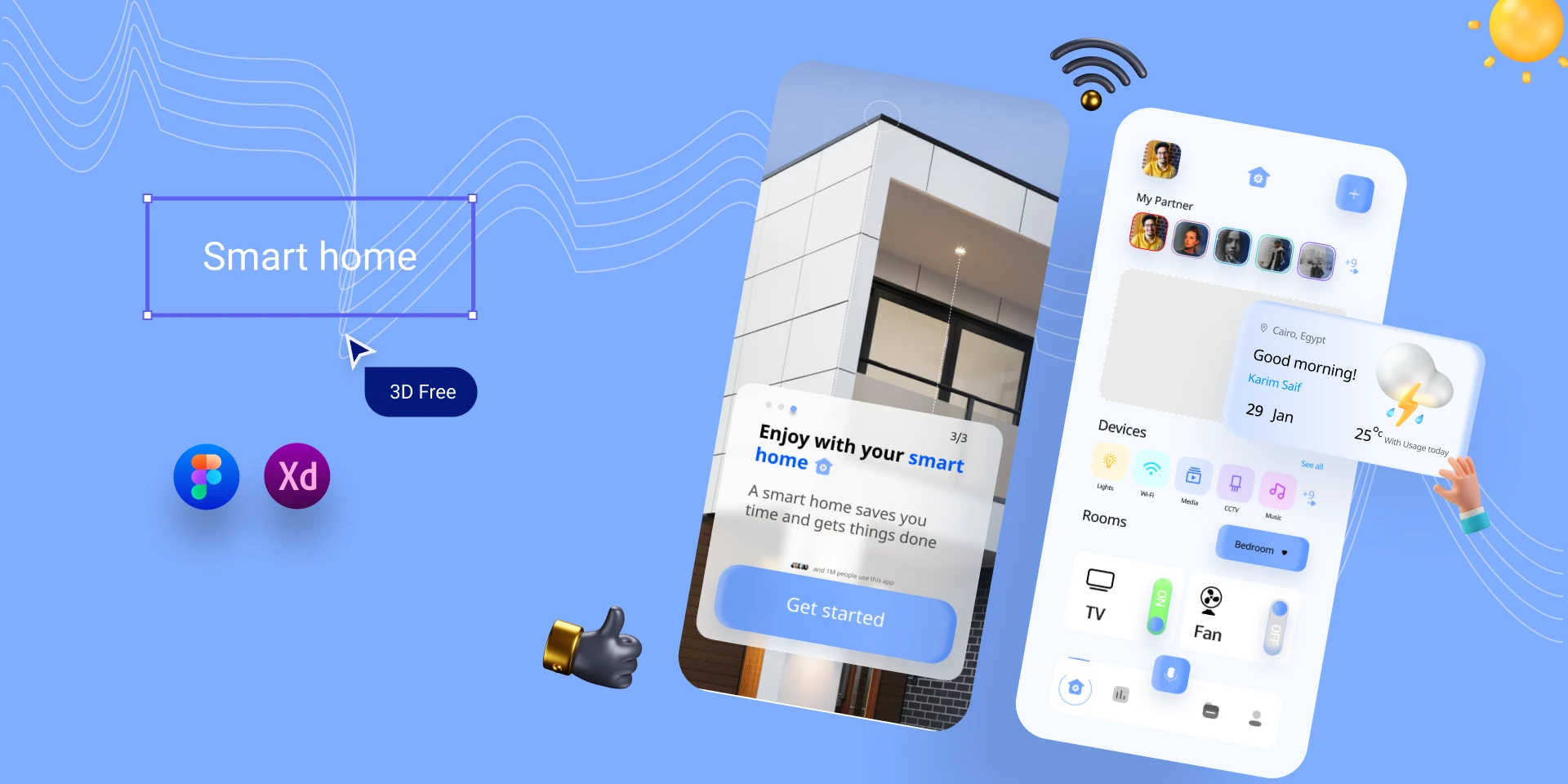 Smart Home Free (3D Free) for Figma and Adobe XD