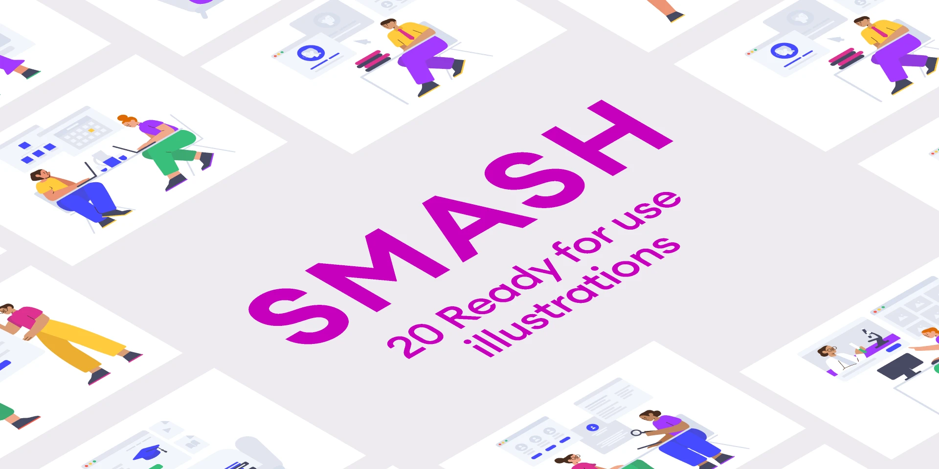 Smash Illustrations for Figma and Adobe XD