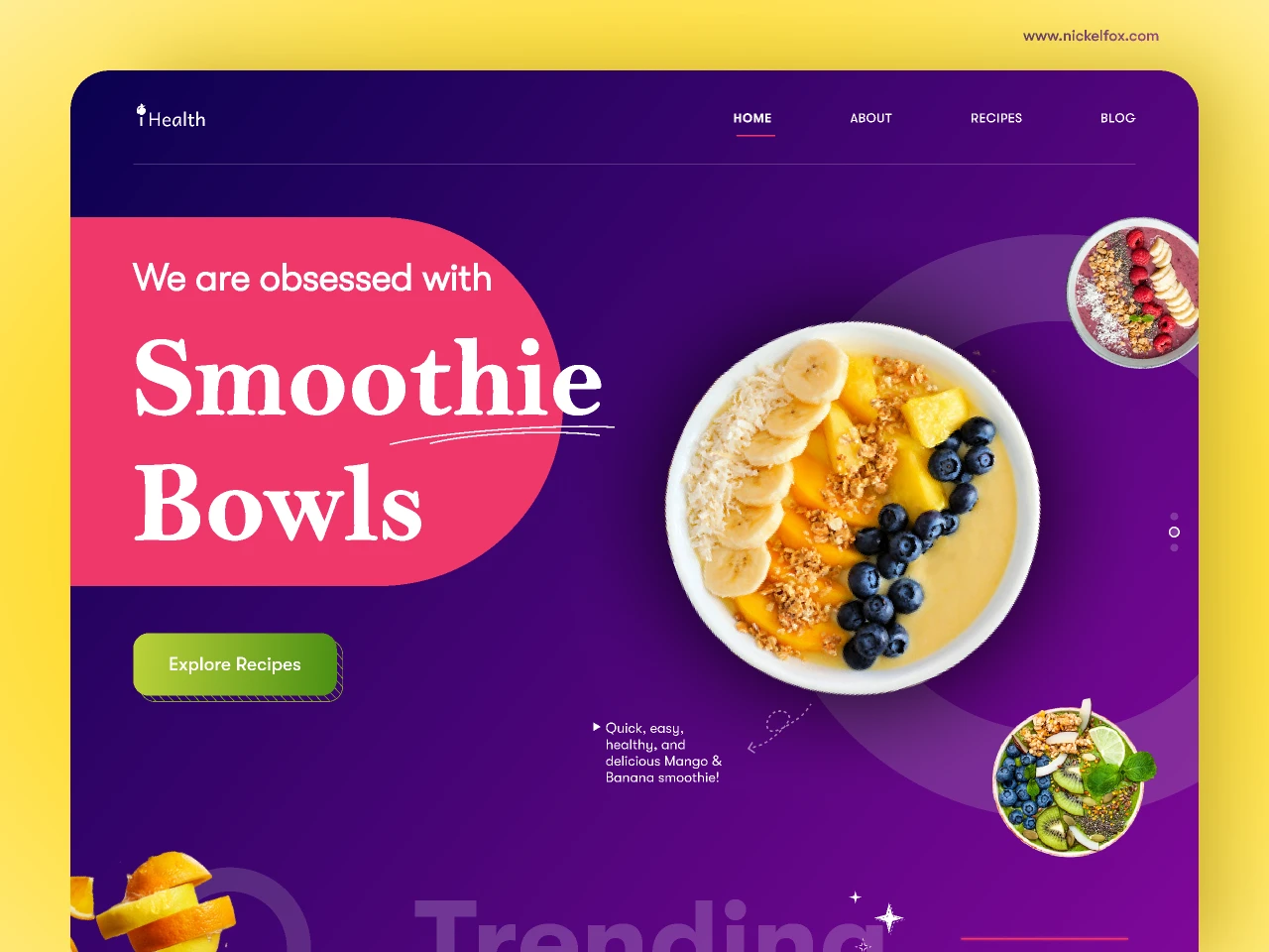 Smoothie Recipe Blog for Figma and Adobe XD