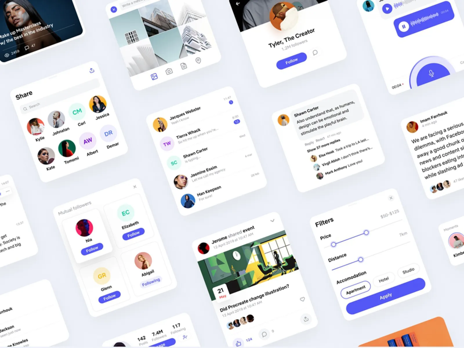 Social App Design UI Kit  - Free Figma Template