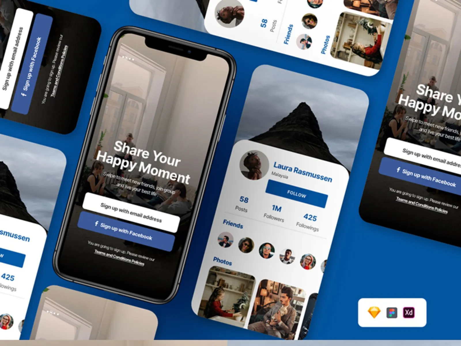 Social Media App Screens  - Free Figma Template