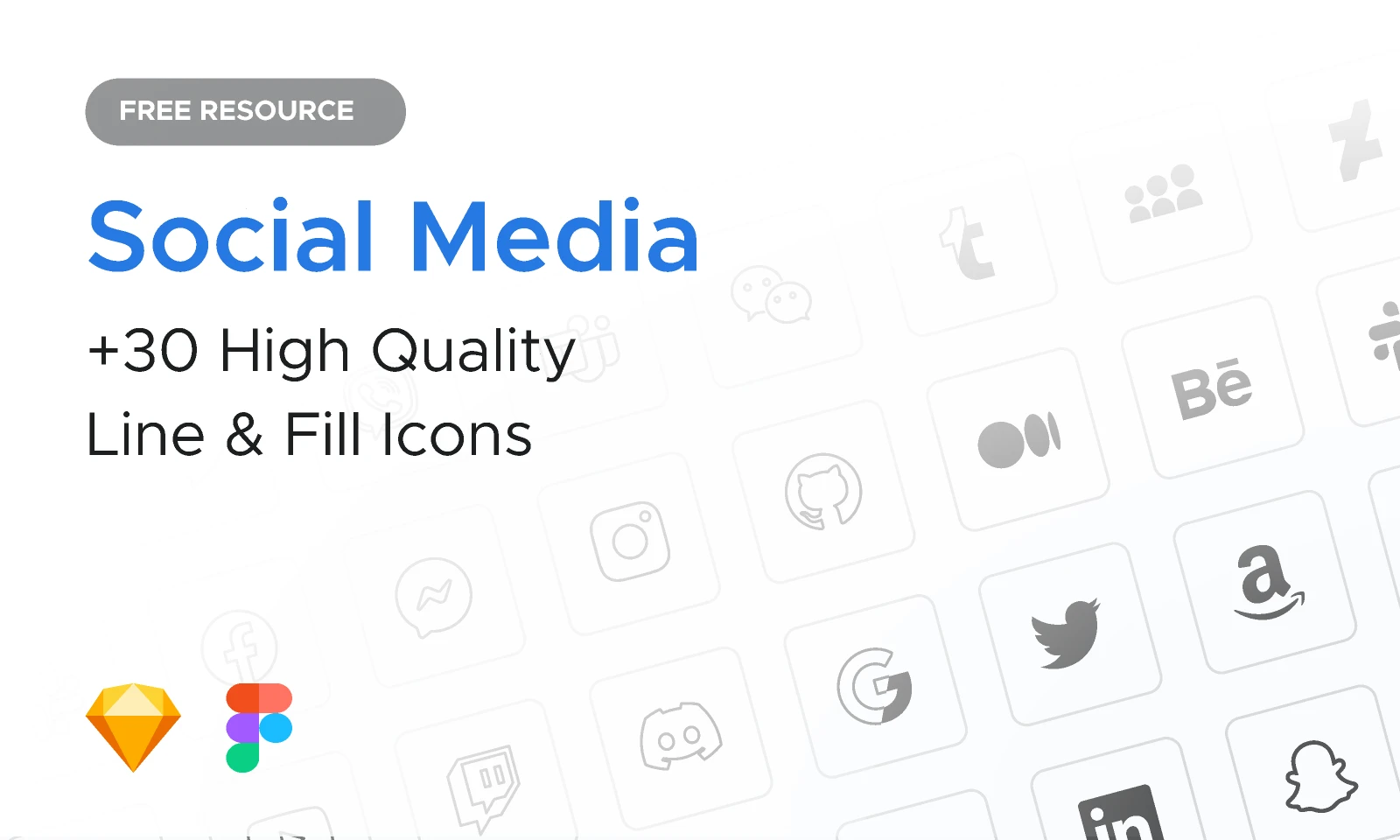 Social Media  Icons Pack for Figma and Adobe XD