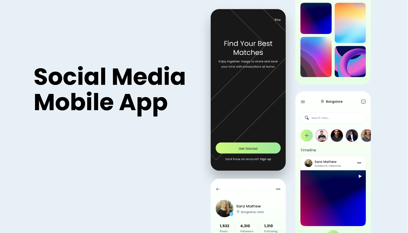 Social Media Mobile App - UI Design for Figma and Adobe XD