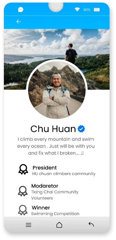 Social Media Profile with blue badge for Figma and Adobe XD