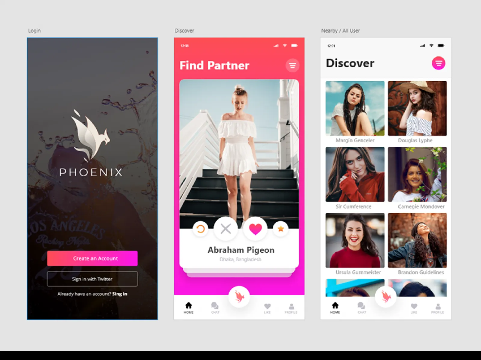 Social Meet App Ui Kit  - Free Figma Template