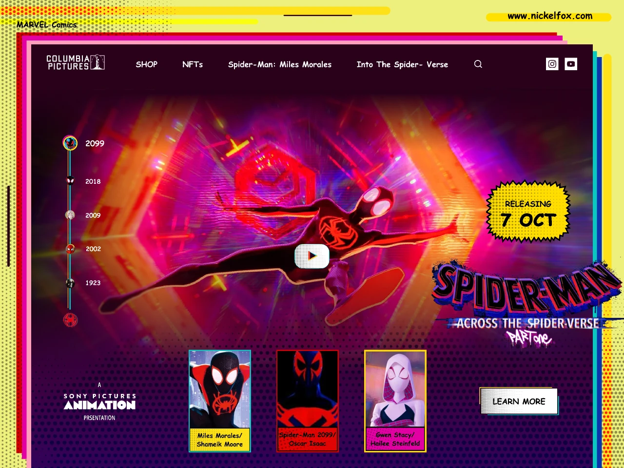 Spider-Man: Across the Spider-Verse Movie Webpage for Figma and Adobe XD