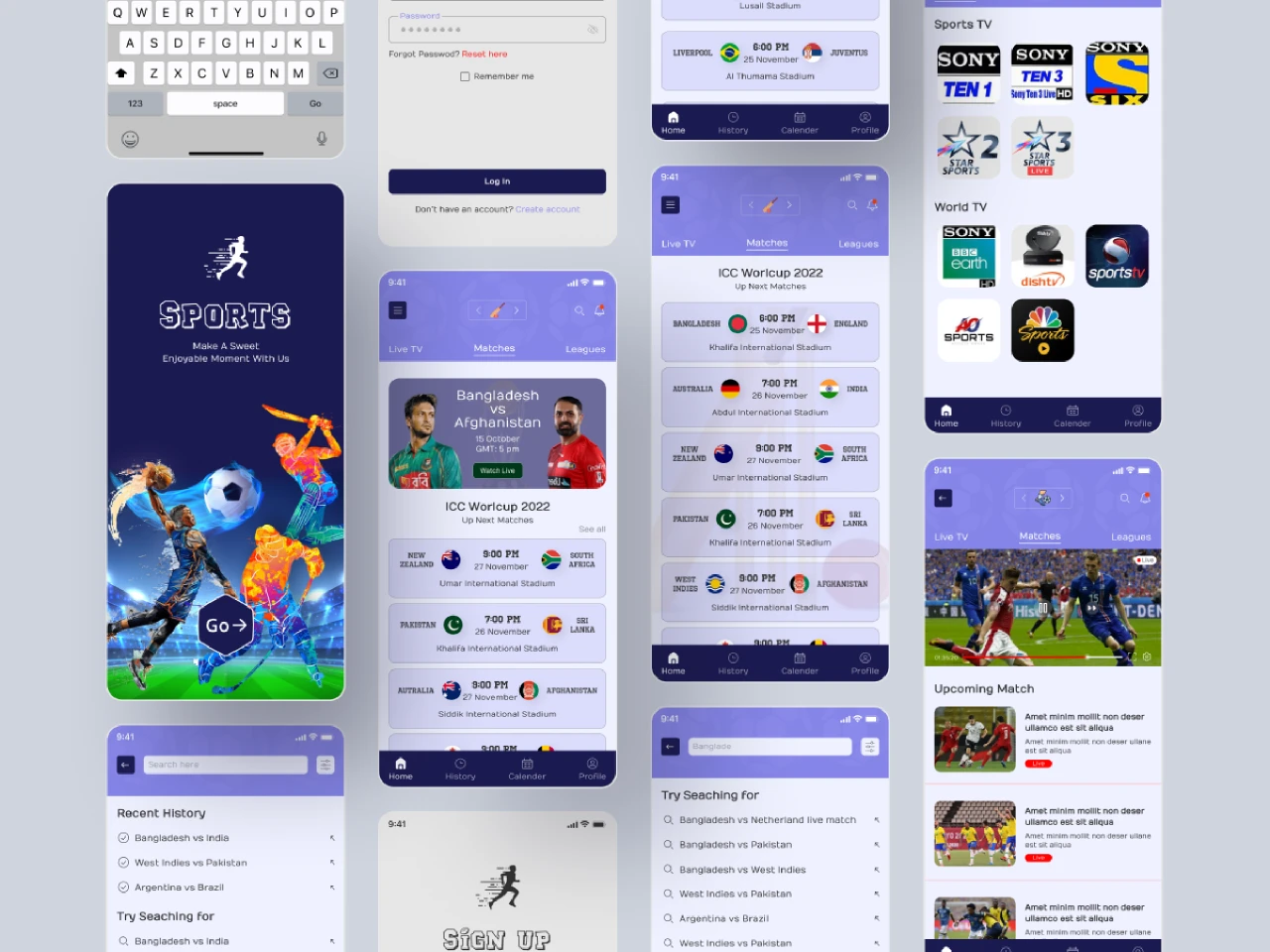 Sports app design for Figma and Adobe XD