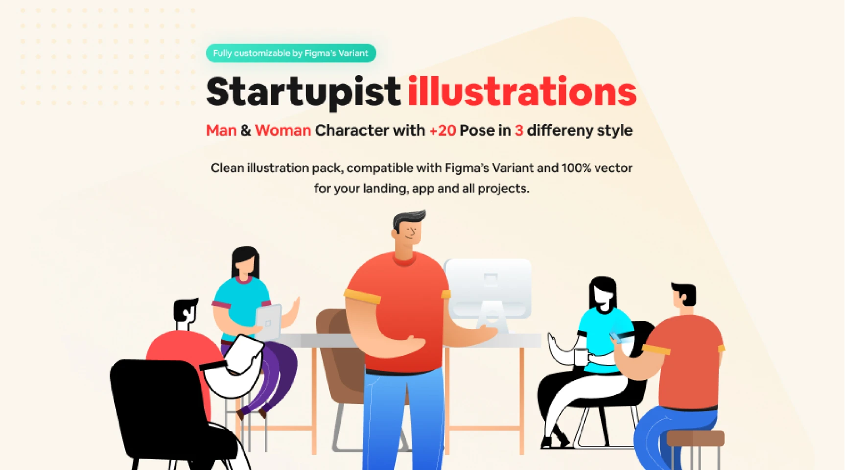 Startupist Free illustrations for Figma and Adobe XD