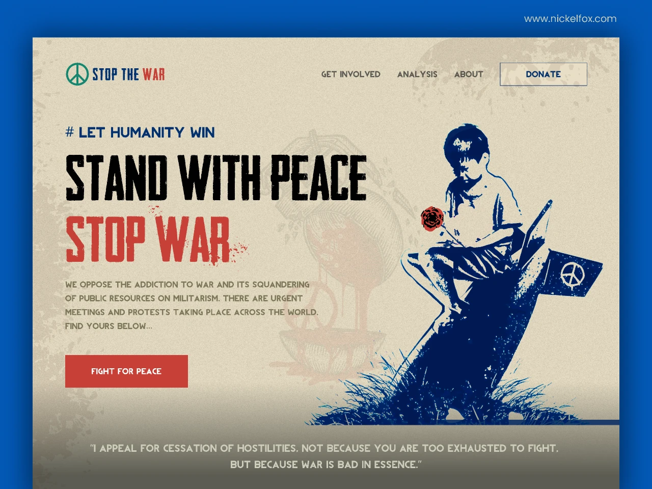 Stop War - # Let Humanity Win for Figma and Adobe XD
