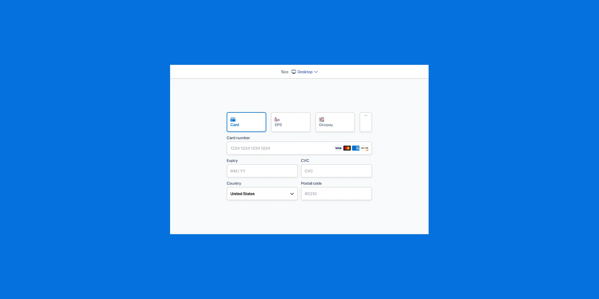 Stripe payments responsive component for Figma and Adobe XD