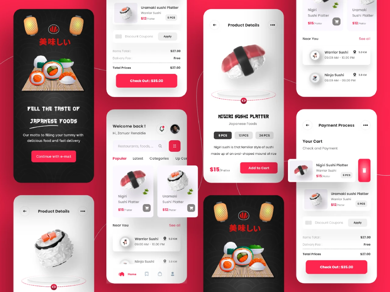 Sushi Restaurant - Foods Delivery App for Figma and Adobe XD