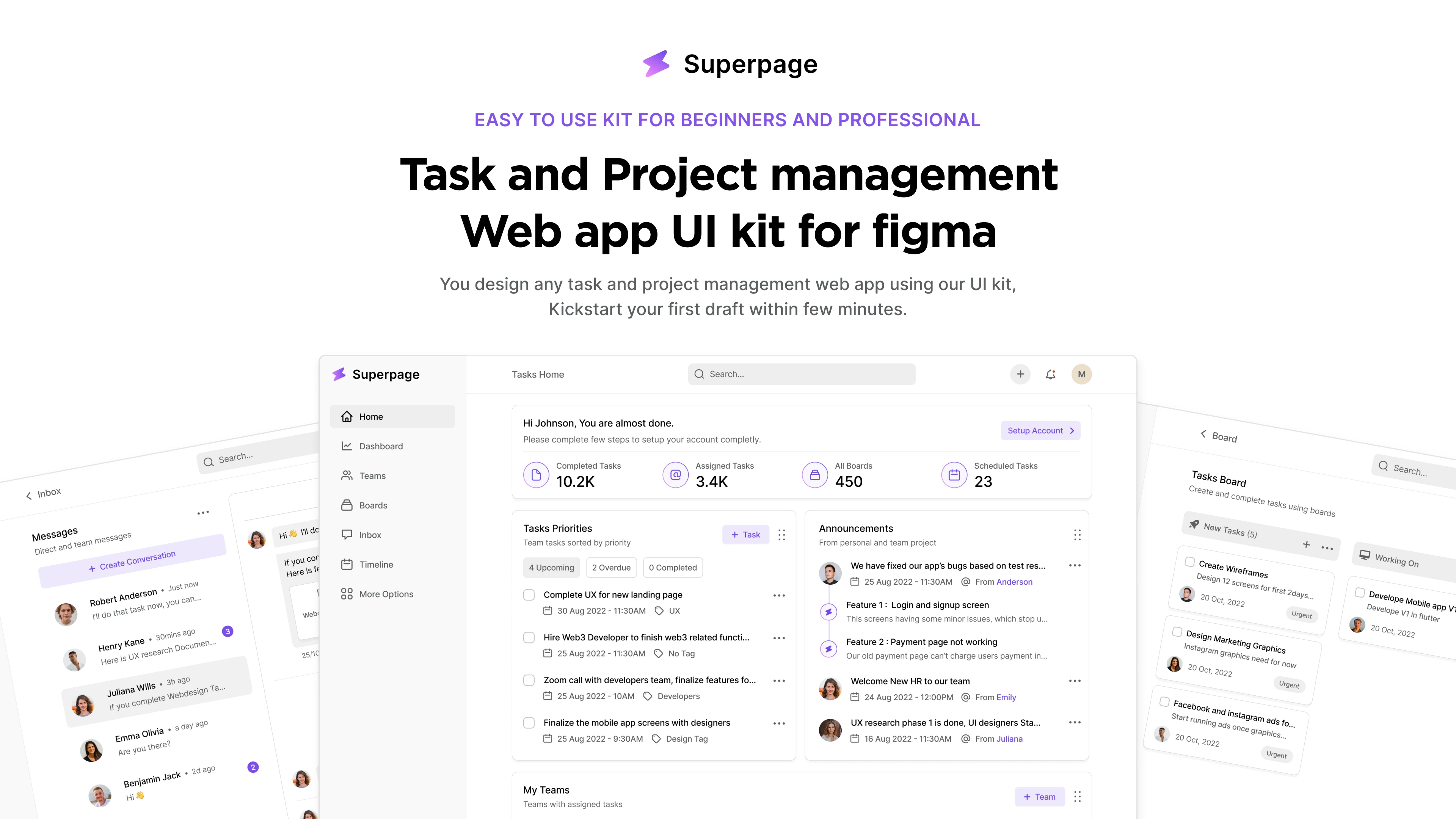 Task and Project management app UI kit for Figma and Adobe XD