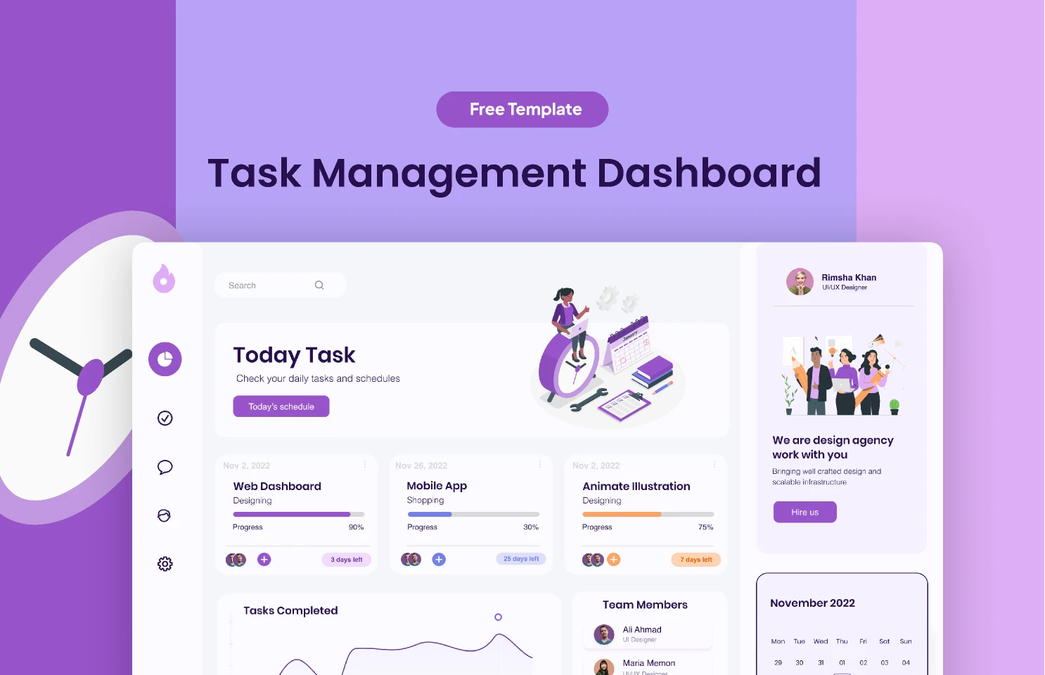 Task Management Dashboard for Figma and Adobe XD