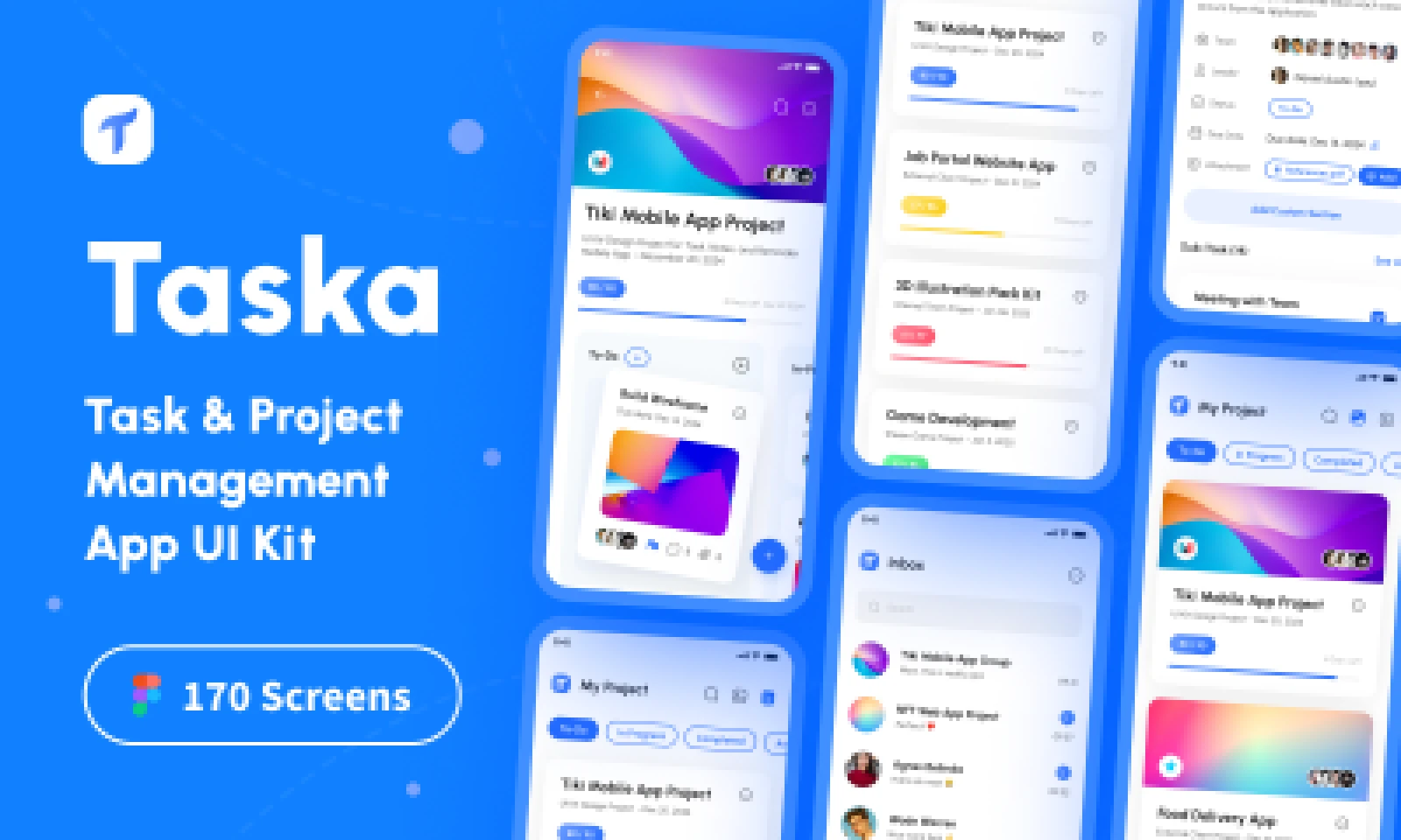 Taska - Task & Project Management App UI Kit for Figma and Adobe XD