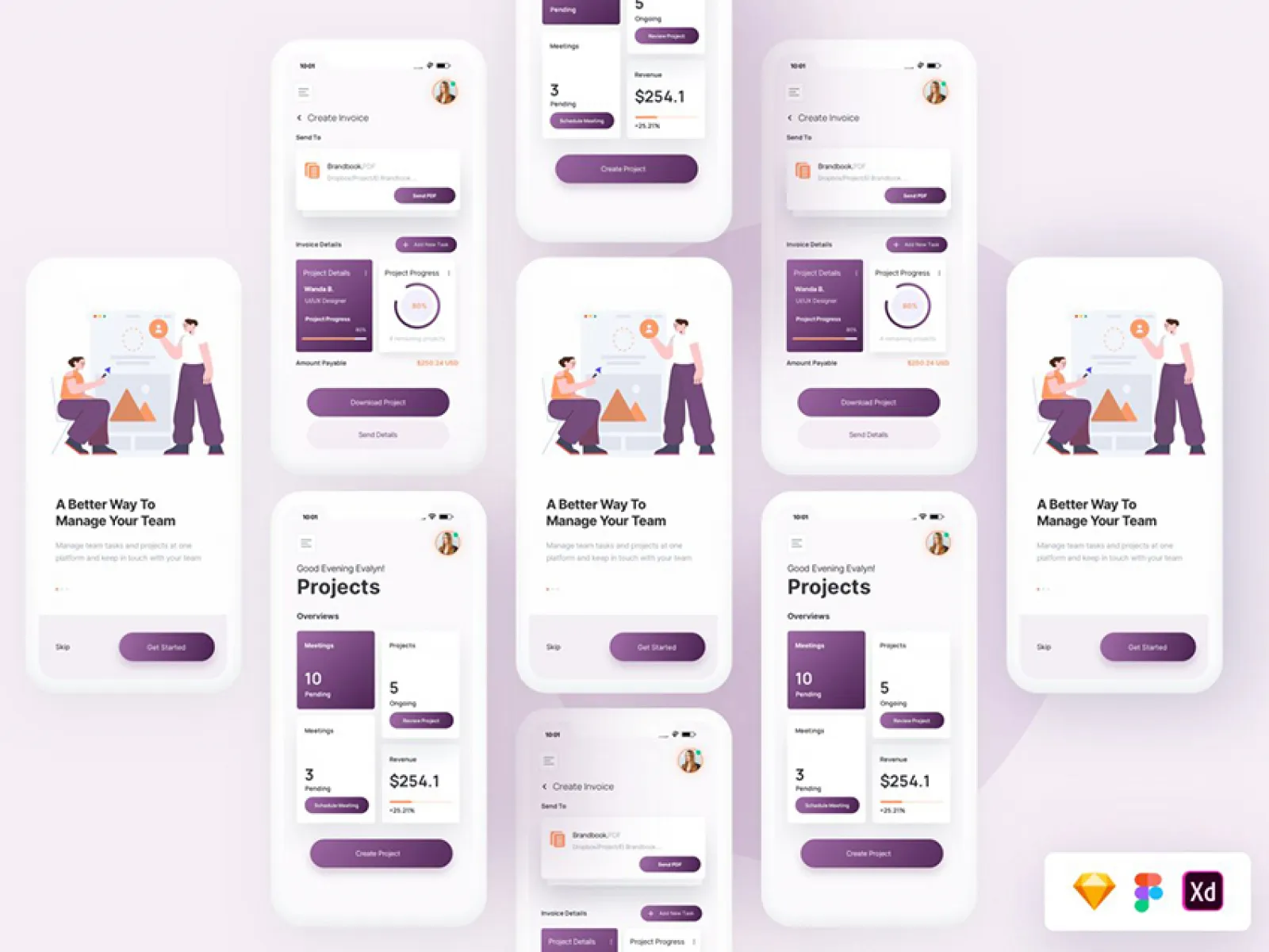 Team Project UI Screens  - Free Figma Template