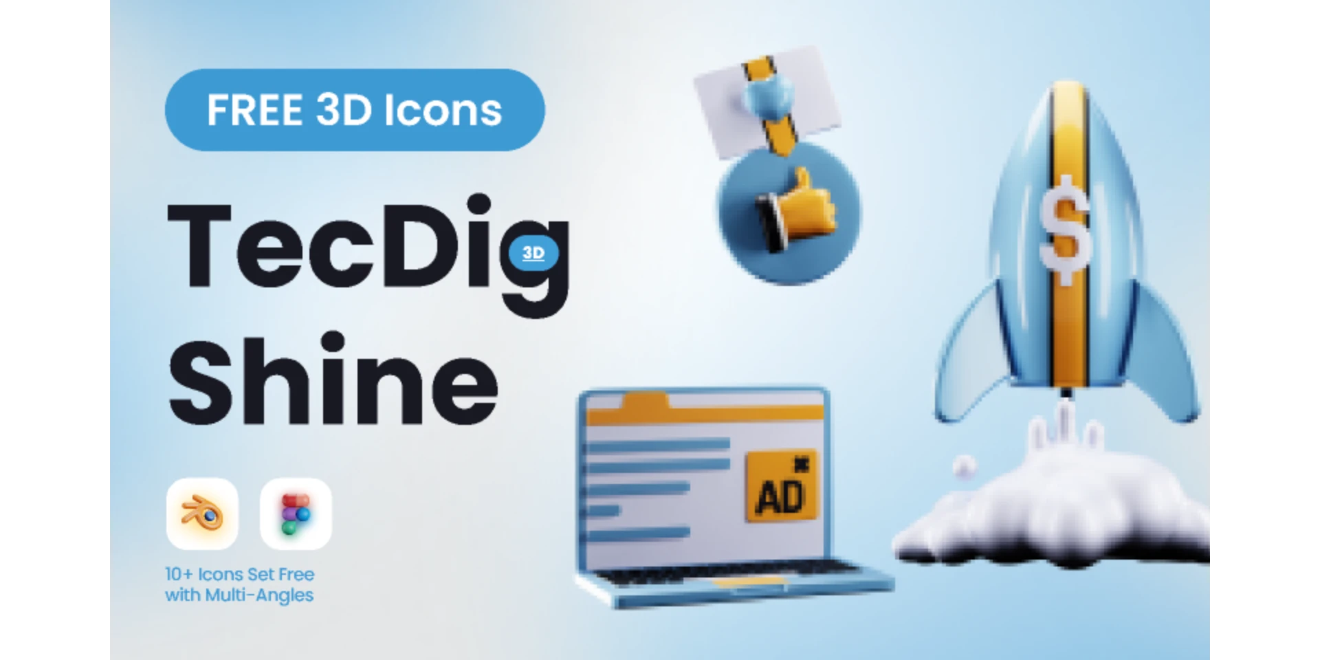 TecDig Shine 3D for Figma and Adobe XD
