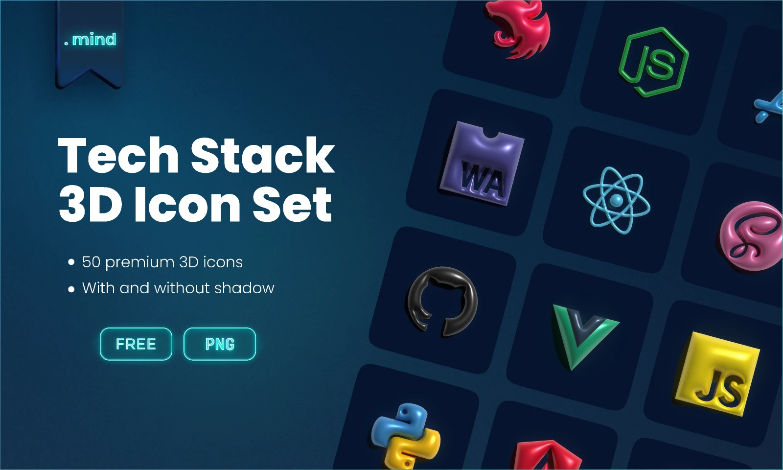 Tech Stack 3D Icon Set for Figma and Adobe XD