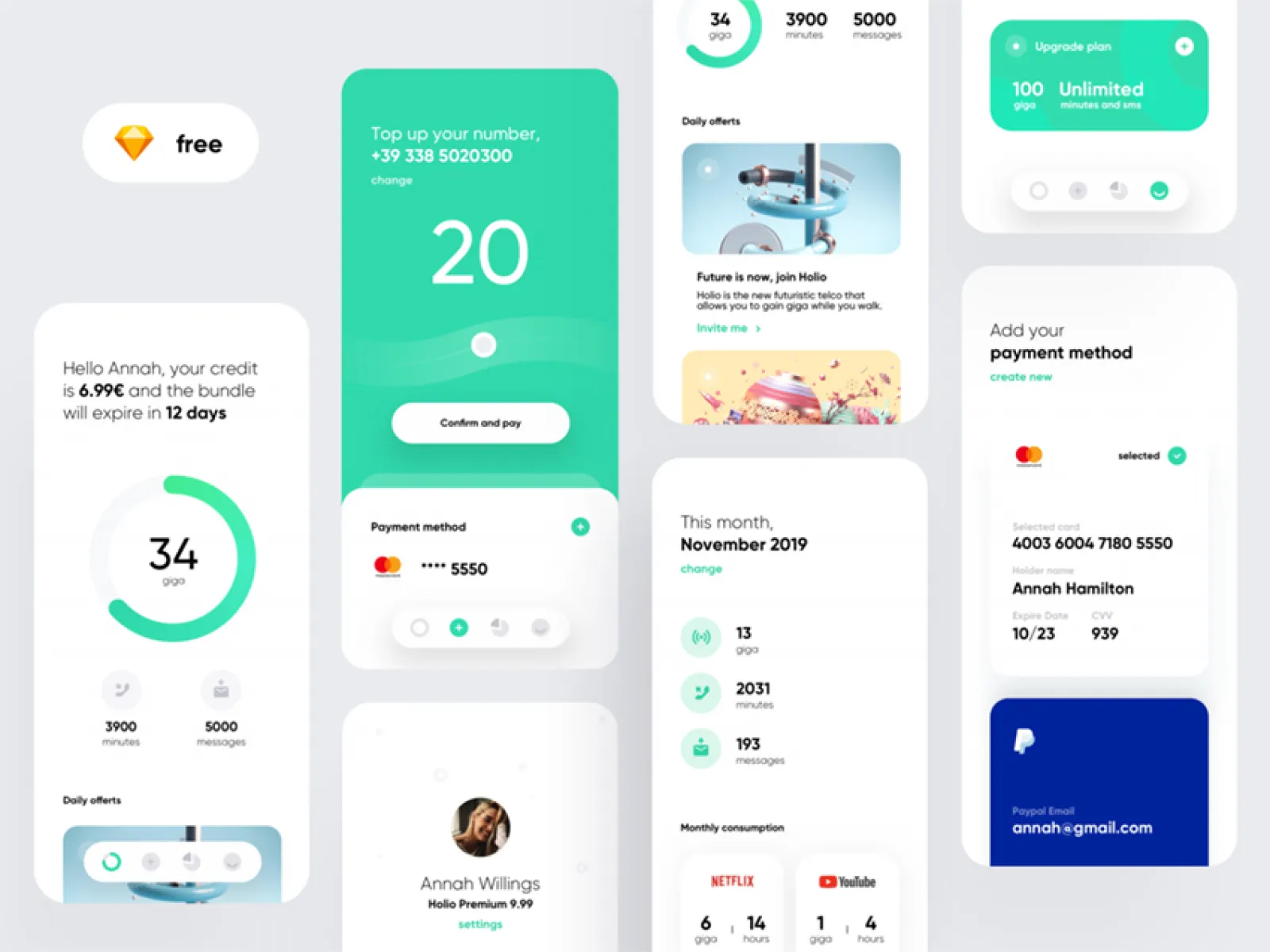 Telecom App  - Free Figma Template