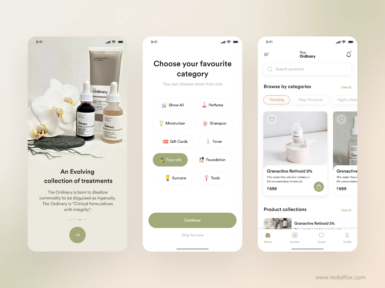 The Ordinary-Skincare Mobile App for Figma and Adobe XD