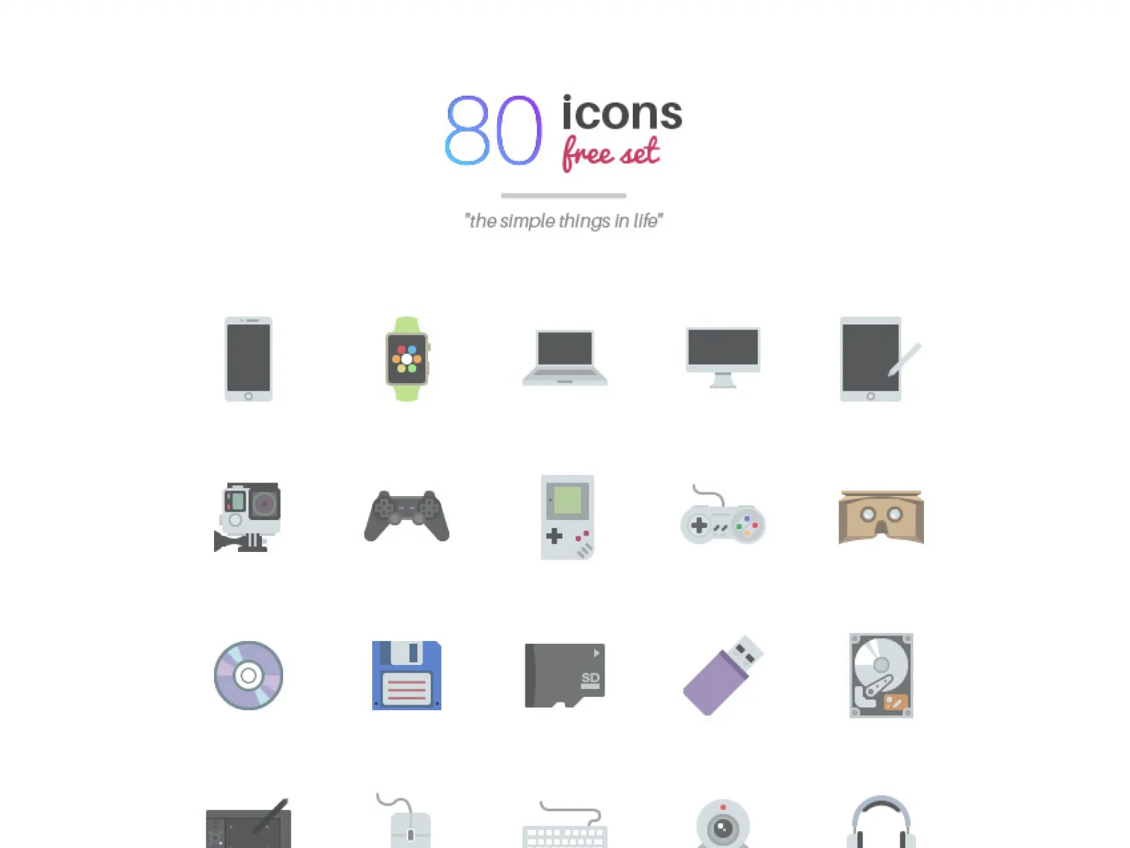Things in Life: 80 Free Icons  - Free Figma Template