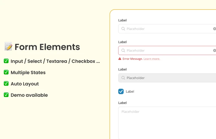  Form Elements  - Free Figma Template