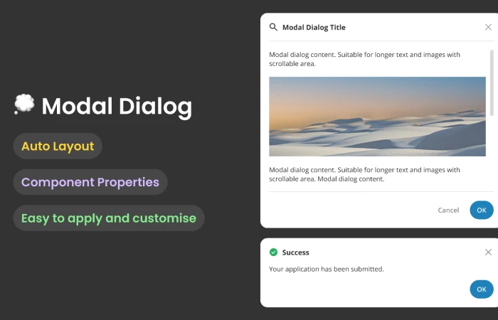  Modal Dialog in Auto Layout  - Free Figma Template