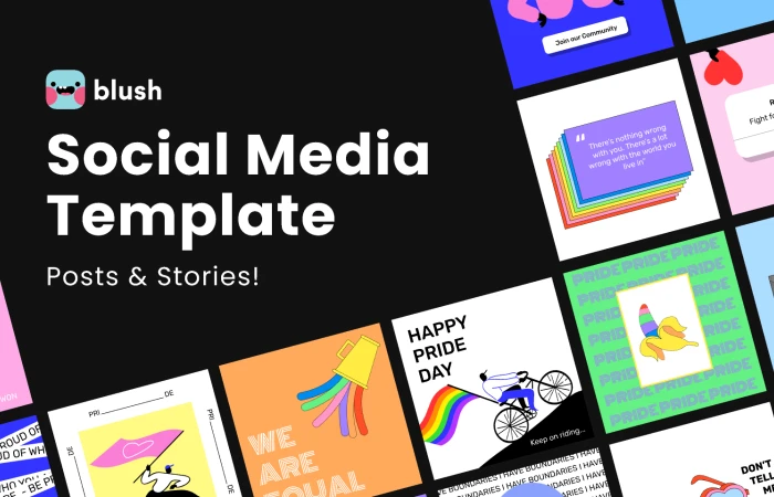  Pride Social Media Templates with Illustrations  - Free Figma Template