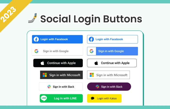  Social Login Buttons 2023  - Free Figma Template