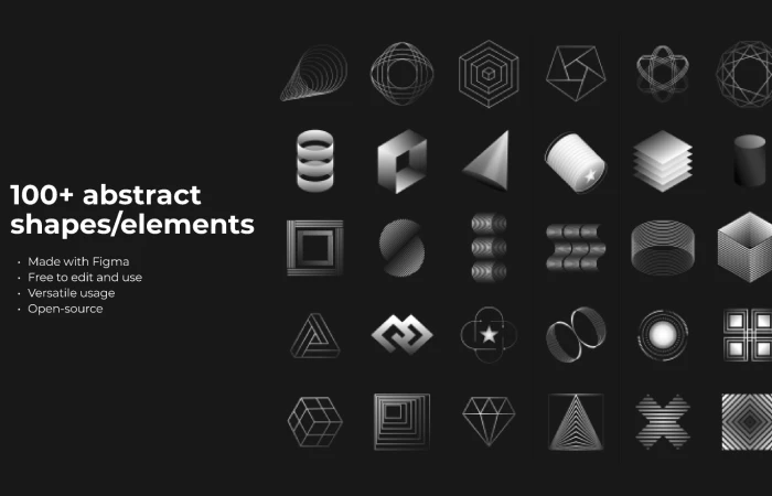 100+ abstract shapes/elements  - Free Figma Template