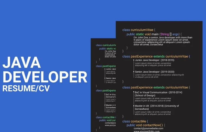 100% free Java developer resume CV  - Free Figma Template