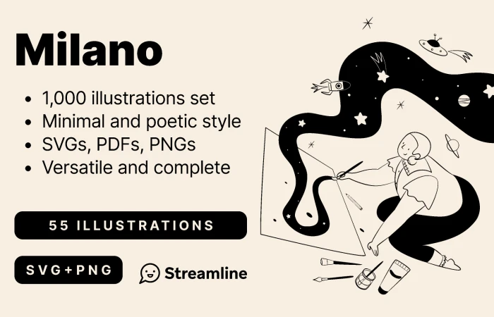 1,000 Free Illustrations - Milano  - Free Figma Template