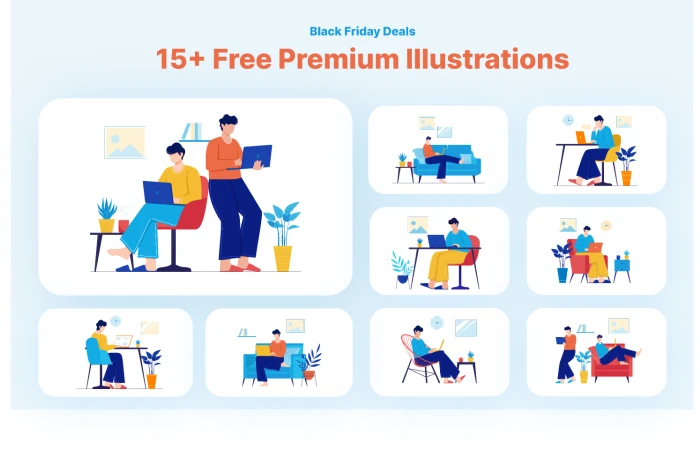 15+ free illustrations  - Free Figma Template
