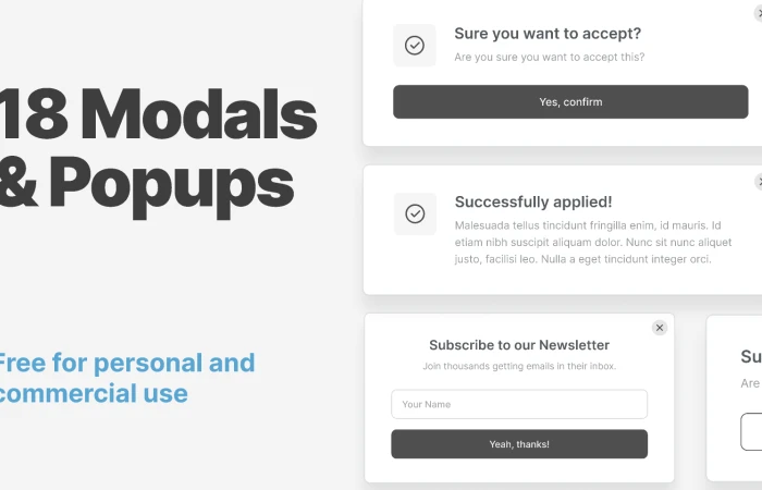 18 Modals & Popups  - Free Figma Template