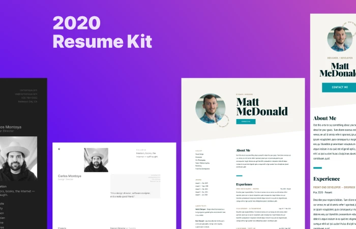 2020 Responsive Resume Kit  - Free Figma Template