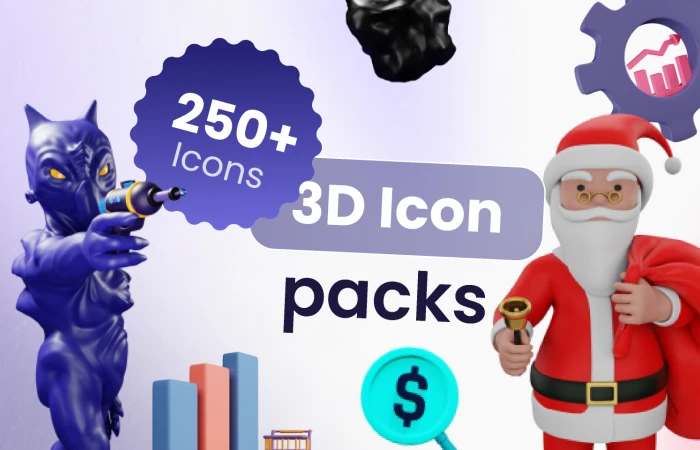 250+ 3D icon packs  - Free Figma Template