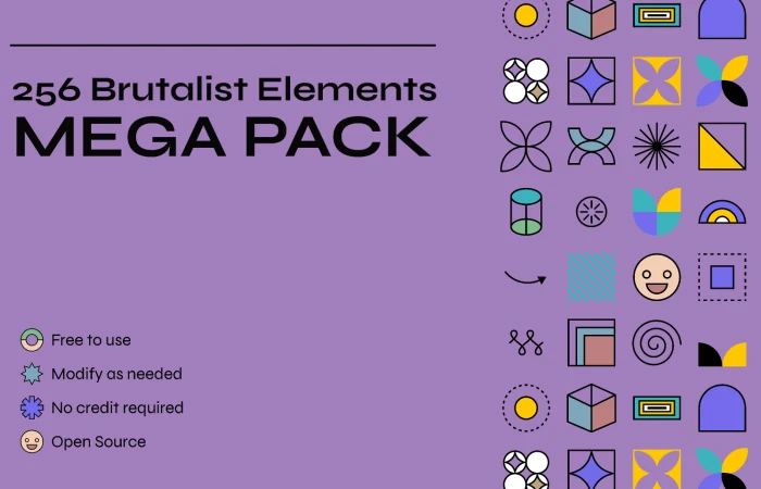 256 brutalist elements mega pack FREE  - Free Figma Template