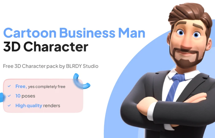 3D Cartoon Business Man  - Free Figma Template