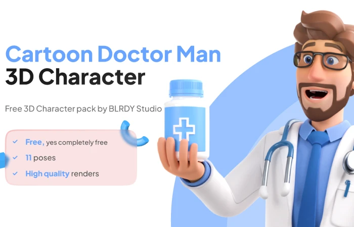 3D Cartoon Doctor Man  - Free Figma Template