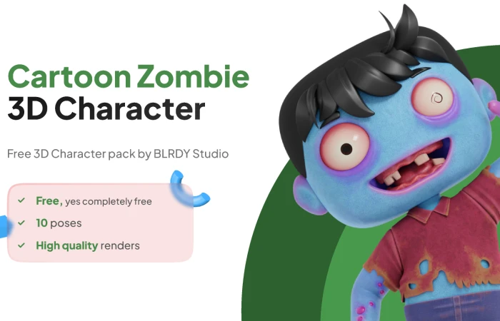3D Cartoon Zombie  - Free Figma Template