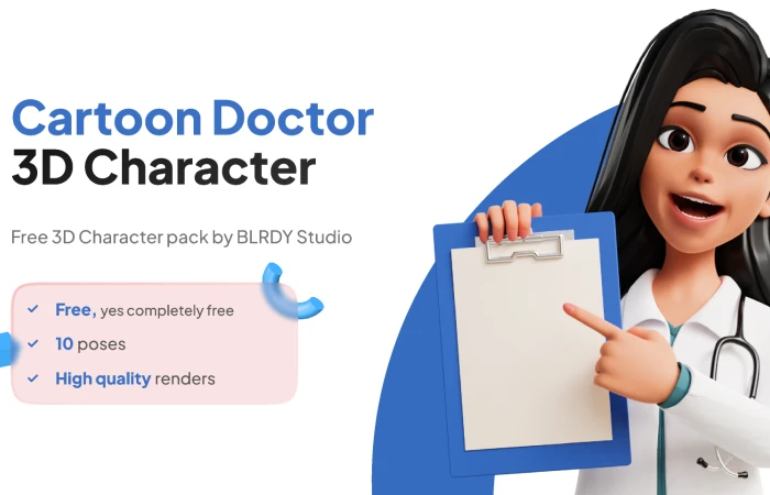 3D Female Doctor Illustrations  - Free Figma Template